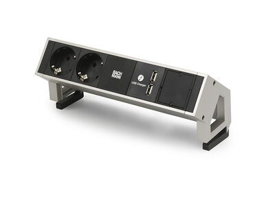 Bachmann Desk 2 - 2x 230V + 2x USB charger + 1x blind - RAL9010