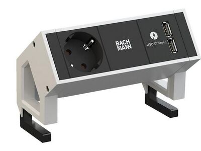 Bachmann Desk 2 - 1x 230V + 2x USB charger - RAL9010