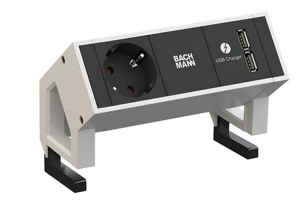 Bachmann Desk 2 - 1x 230V + 2x USB charger - RAL9010