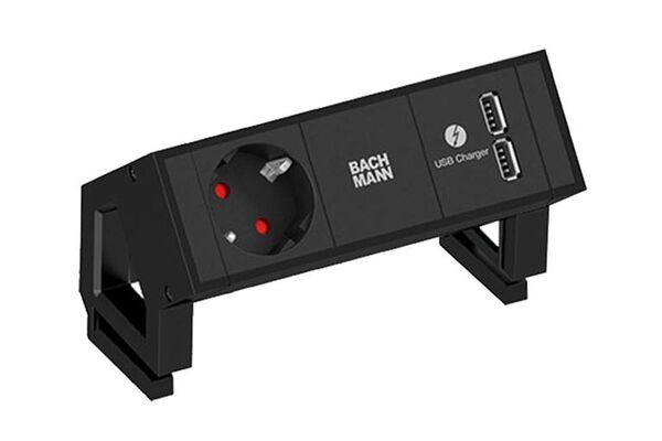 Bachmann Desk 2 - 1x 230V + 2x USB charger - RAL9005