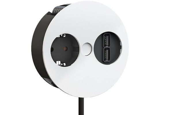 Twist - 1x 230 + 2x USB charger - Wit mat