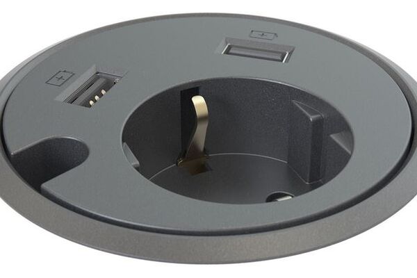 Power dot - 1x 230V + 2x USB charger - zwart