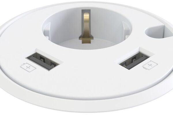 Power dot - 1x 230V + 2x USB charger - wit