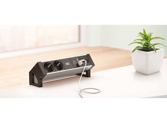 Bachmann Desk 2 - 1x 230V + 2x USB charger - RAL9010