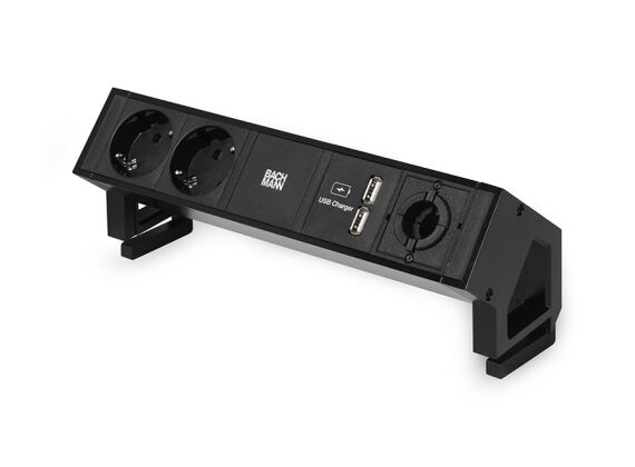 Bachmann Desk 2 - 2x 230V + 2x USB charger + 1x blind - RAL9005