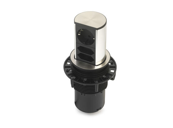 Elevator - 1x 230V + 2x euro stekker - RVS