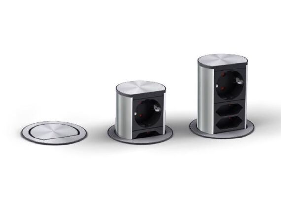 Elevator - 1x 230V + 2x euro stekker - RVS