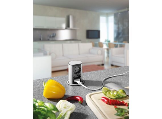 Elevator - 1x 230V + 2x USB charger - RVS