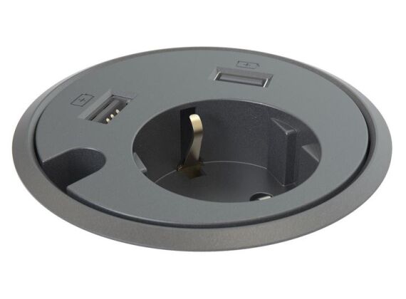 Power dot - 1x 230V + 2x USB charger - zwart