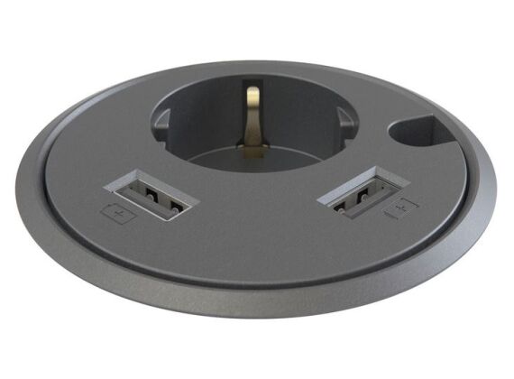 Power dot - 1x 230V + 2x USB charger - zwart