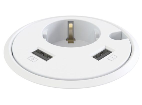 Power dot - 1x 230V + 2x USB charger - wit