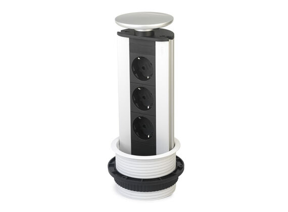 Pop-up - 3x 230V - zilvergrijs